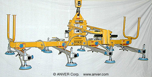 ANVER Eight Pad Air Powered Vacuum Lifter for Lifting Steel Sheets 10 ft x 6 ft (3 m x 1.8 m) up to 1200 lb (544 kg)